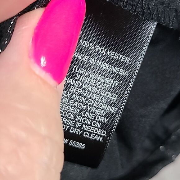 Express Black Cream Silver Color Block Metallic Open Back Sleeveless Work Blouse - Picture 11 of 11